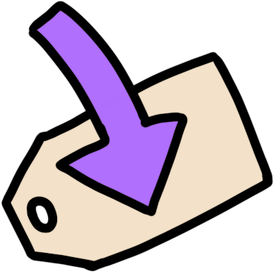 a purple arrow pointing into a nametag.